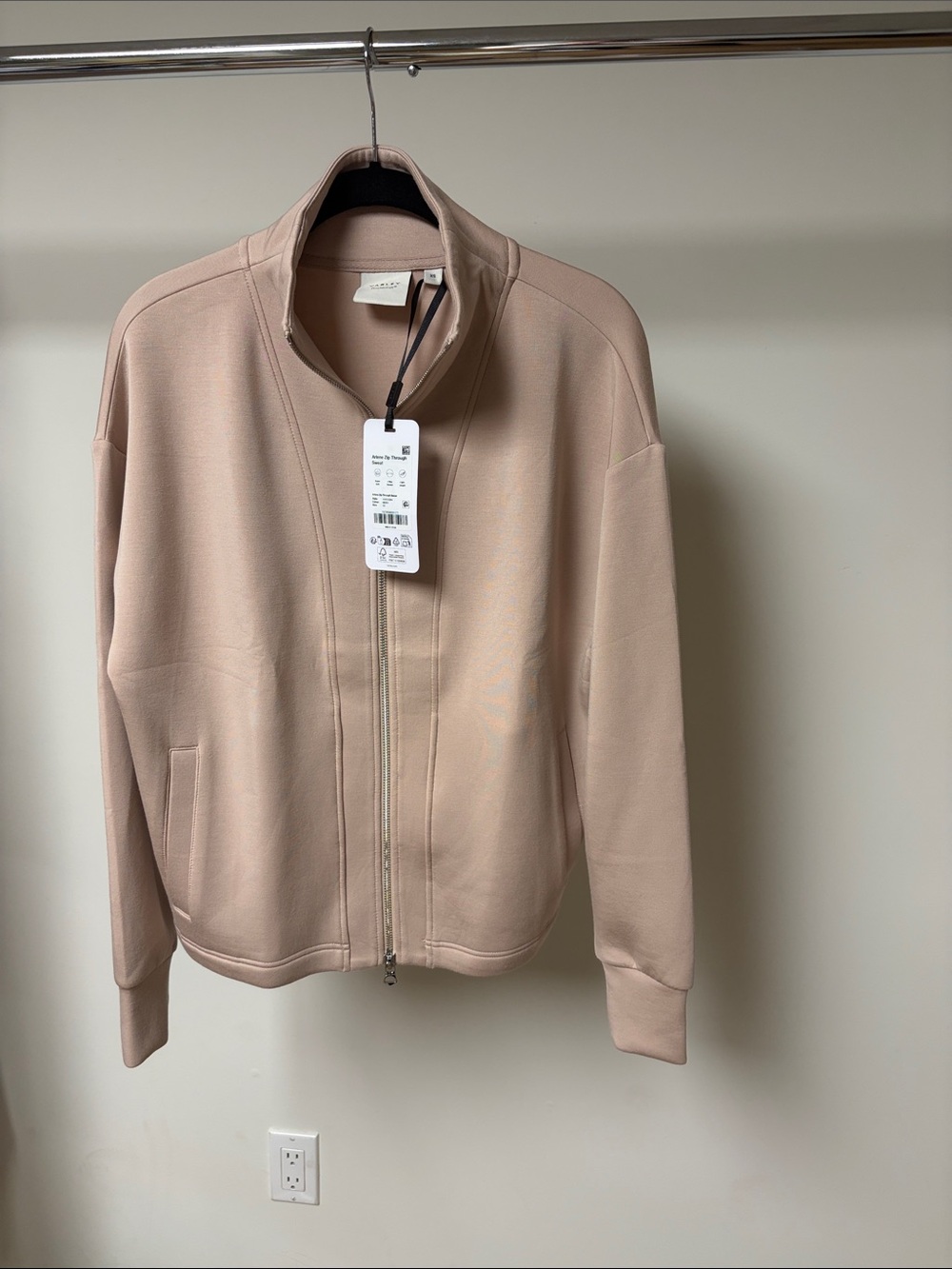 Varley Arlene zip through sweat mushroom